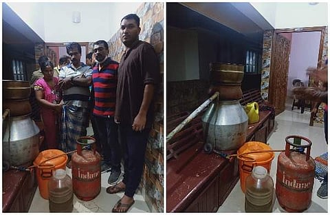 കുളിമുറിയില്‍ കള്ളവാറ്റ്; മതില്‍ ചാടിയെത്തി എക്‌സൈസ്, ഭാര്യയും ഭര്‍ത്താവും കയ്യോടെ പിടിയില്‍