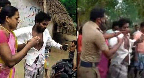 ഭർത്താവിനെ മർദ്ദിച്ചു; പൊലീസുകാരനെ തിരിച്ചുതല്ലി ഭാര്യ; ദൃശ്യങ്ങൾ വൈറൽ; അന്വേഷണം (വീഡിയോ)