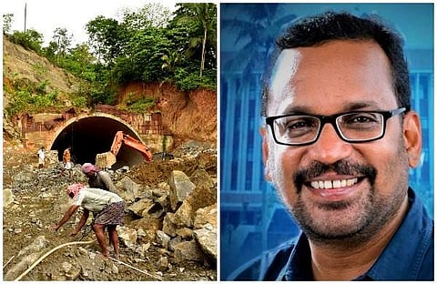 നിര്‍മ്മാണം നടക്കുന്ന കുതിരാന്‍ തുരങ്കം, ചീഫ് വിപ്പ് കെ രാജന്‍