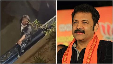 കൃഷ്ണകുമാറിന്റെ വീട്ടില്‍ ചാടിക്കയറാന്‍ ശ്രമിച്ച യുവാവ്/ സിസി ടിവി ദൃശ്യം