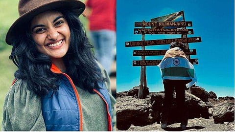 'കിളിമാഞ്ചാരോ കീഴടക്കി നിവേദ തോമസ്, ഇന്ത്യൻ പതാകയുമായി താരം'