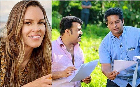 ഹിലാരി സ്വാങ്ക്/ ഇൻസ്റ്റാ​ഗ്രാം, മോഹൻലാലും ജിത്തു ജോസഫും/ ഫേയ്സ്ബുക്ക്