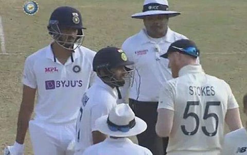 ചെന്നൈ ടെസ്റ്റില്‍ റിഷഭ് പന്തിനോട് സംസാരിക്കുന്ന ബെന്‍ സ്‌റ്റോക്ക്‌സ്/വീഡിയോ ദൃശ്യം