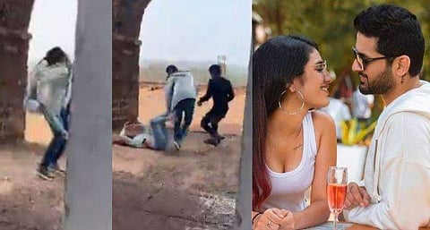 നിഥിന്റെ പുറത്ത് ചാടിക്കയറാൻ ശ്രമിച്ച് താഴെ വീഴുന്ന പ്രിയ വാര്യർ/ വിഡിയോ സ്ക്രീൻ ഷോട്ട്