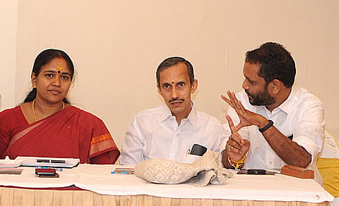 ശോഭാ സുരേന്ദ്രൻ, എംടി രമേശ്, കെ സുരേന്ദ്രൻ എന്നിവർ പാർട്ടി യോ​ഗത്തിൽ/ ഫയൽ