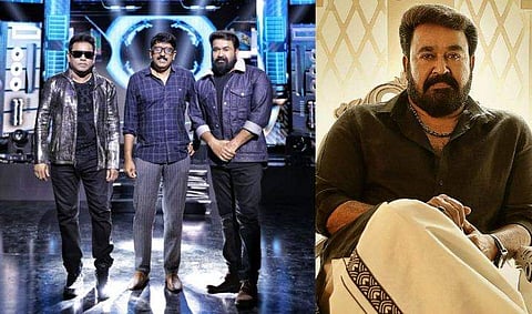 മോഹൻലാൽ, എആർ റഹ്മാനും ഉണ്ണികൃഷ്ണനുമൊപ്പം/ ഫേയ്സ്ബുക്ക്