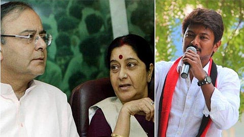 അരുണ്‍ ജെയ്റ്റ്‌ലി, സുഷമസ്വരാജ്, ഉദയനിധി സ്റ്റാലിന്‍ / ഫയല്‍ ചിത്രം