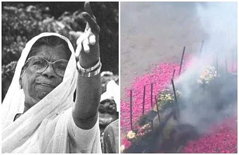 കെ ആര്‍ ഗൗരയമ്മ, വലിയചുടുകാട്ടിലെ സംസ്‌കാര ചടങ്ങില്‍ നിന്ന്‌