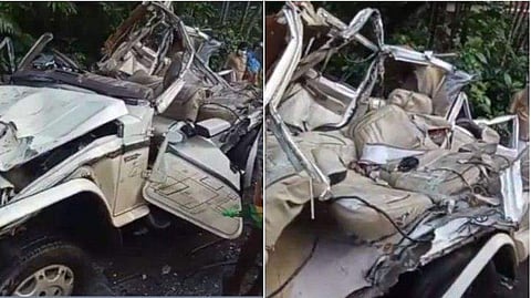 അപകടത്തില്‍ തകര്‍ന്ന ജീപ്പ് / ടെലിവിഷന്‍ ചിത്രം