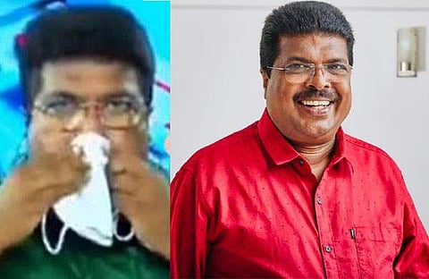 ചര്‍ച്ചയ്ക്കിടെ ചിത്തരഞ്ജന്‍ മാസ്‌ക് കൊണ്ടു മുഖം തുടയ്ക്കുന്ന വിഡിയോ ദൃശ്യം
