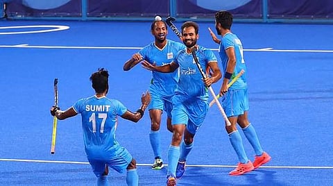 ബ്രിട്ടനെതിരെ ഇന്ത്യന്‍ ഹോക്കി ടീമിന്റെ ആഹ്ലാദ പ്രകടനം, ട്വിറ്റര്‍ ചിത്രം