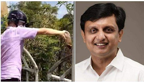 വിദേശപൗരൻ മദ്യം ഒഴുക്കികളയുന്നു, മന്ത്രി മുഹമ്മദ് റിയാസ്/ ഫയൽ