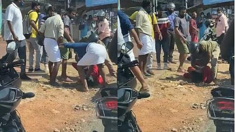 തൃശൂരില്‍ കോളജ് വിദ്യാര്‍ഥിയെ മര്‍ദ്ദിക്കുന്ന ദൃശ്യം