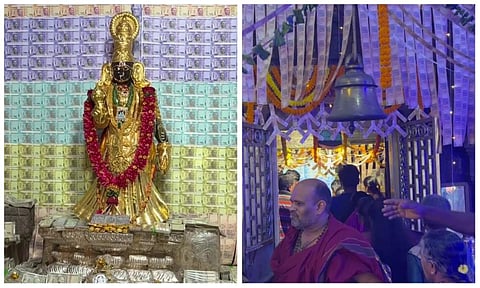 നവരാത്രി ആഘോഷത്തിന്റെ ഭാഗമായി അലങ്കരിച്ച ക്ഷേത്രം/ എഎന്‍ഐ