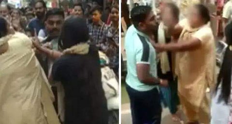 യുവാവിനെ തല്ലുന്ന ഭാര്യയും അമ്മയും വിഡിയോ ദൃശ്യം