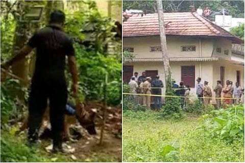ഭഗവല്‍ സിങ്ങിന്റെ വീട്ടില്‍ പരിശോധന നടത്തുന്നു/ ടിവി ദൃശ്യം