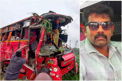 അപകടത്തില്‍ തകര്‍ന്ന ടൂറിസ്റ്റ് ബസ്, ജോമോന്‍