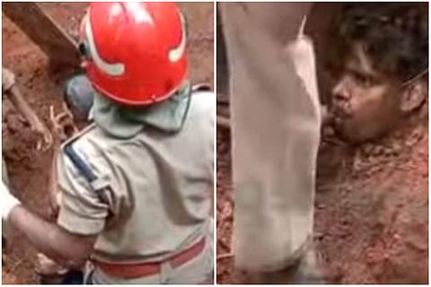 മണ്ണിനടിയില്‍പ്പെട്ടയാളെ രക്ഷിക്കാനുള്ള ശ്രമം തുടരുന്നു/ ടിവി ദൃശ്യം