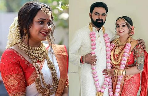 ഗൗരി കൃഷ്ണനും മനോജ് പേയാടും വിവാഹദിനത്തിൽ/ ഇൻസ്റ്റ​ഗ്രാം