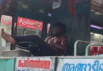 ഡ്രൈവറുടെ സീറ്റില്‍ കയറിയുള്ള യുവാവിന്റെ  പരാക്രമം