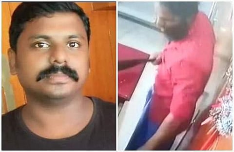 കൊല്ലപ്പെട്ട അയ്യപ്പന്‍, കൊലയാളി അജേഷിന്റെ സിസിടിവി ദൃശ്യം