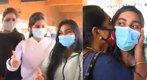 യുക്രൈനിൽ നിന്ന് കൊച്ചിയിൽ എത്തിയ വിദ്യാർത്ഥികൾ/ ടെലിവിഷൻ ദൃശ്യം