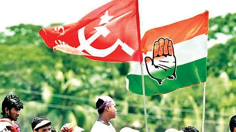 സിപിഎം,കോണ്‍ഗ്രസ് പതാക