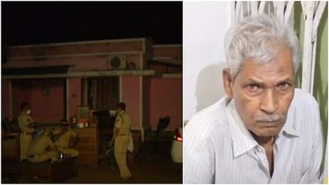 പൊലീസുകാര്‍ പരിശോധന നടത്തുന്നു; അറസ്റ്റിലായ ഹമീദ്/ ടിവി ദൃശ്യം