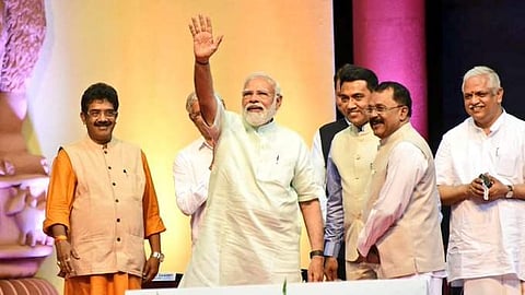 സത്യപ്രതിജ്ഞ ചടങ്ങില്‍ പ്രധാനമന്ത്രി എത്തിയപ്പോള്‍/ബിജെപി ഗോവ ട്വിറ്റര്‍