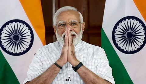 ഹനുമാൻ പ്രതിമ അനാച്ഛാദനം ചെയ്ത് പ്രധാനമന്ത്രി നരേന്ദ്ര മോദി/ ചിത്രം: എഎൻഐ