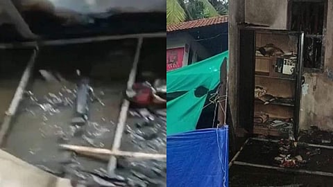 പാര്‍ട്ടി ഓഫീസുകള്‍ നശിപ്പിക്കപ്പെട്ട നിലയില്‍/ ടി വി ദൃശ്യം