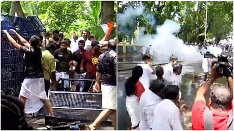 സമരക്കാര്‍ക്ക് നേരെ പൊലീസ് ടിയര്‍ ഗ്യാസ് പ്രയോഗിക്കുന്നു/ എഎന്‍ഐ