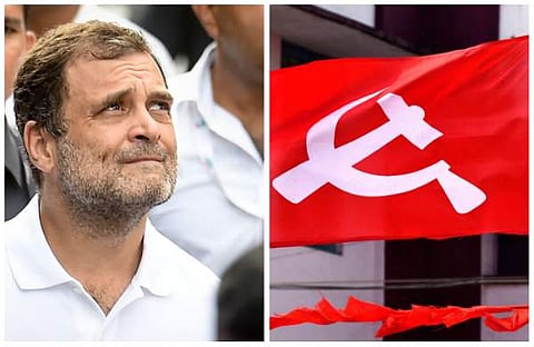 രാഹുല്‍ ഗാന്ധി, സിപിഎം പതാക