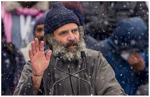 ഭാരത് ജോഡോ യാത്രയുടെ സമാപന സമ്മേളനത്തില്‍ രാഹുല്‍ ഗാന്ധി/പിടിഐ