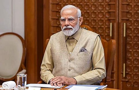 ഉന്നതതല യോഗത്തില്‍ നരേന്ദ്രമോദി സംസാരിക്കുന്നു/ പിടിഐ