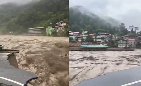 സിക്കിം മേഘവിസ്‌ഫോടനത്തില്‍ തകര്‍ന്ന ദേശീയപാത 10