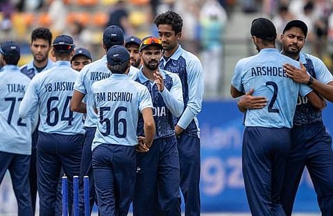 ഏഷ്യന്‍ ഗെയിംസില്‍ ഫൈനലില്‍ പ്രവേശിച്ച ഇന്ത്യന്‍ ടീമിന്റെ ആഹ്ലാദ പ്രകടനം, എക്‌സ്