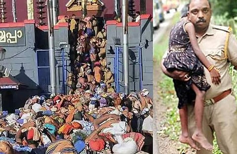 കൂട്ടം തെറ്റിയ കുഞ്ഞ് മാളികപ്പുറത്തെ മോട്ടോർ വാഹനവകുപ്പ് ഉദ്യോ​ഗ​സ്ഥർ രക്ഷിച്ചപ്പോൾ