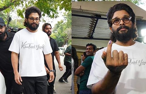 അല്ലു അര്‍ജുന്‍ നിയമസഭാ തെരഞ്ഞെടുപ്പില്‍ വോട്ട് രേഖപ്പെടുത്തിയ ശേഷം