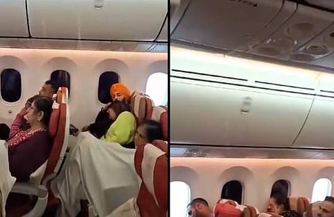 എയർ ഇന്ത്യ  വിമാനത്തിൽ വെള്ളച്ചോർച്ച/ എക്‌സ്‌ വിഡിയോ സ്ക്രീൻഷോട്ട്
