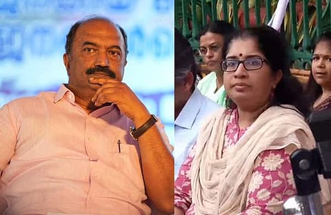 കെഎൻ ബാല​ഗോപാൽ/ ഫെയ്സ്ബുക്ക്, ഡോ ആശ പ്രതിഷേധ സമരത്തിൽ പങ്കെടുക്കുന്നു/ ടെലിവിഷൻ ദൃശ്യം