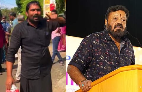 പരിപാടിക്കിടെ ആത്മഹത്യയ്ക്ക് ശ്രമിച്ച സുരേഷ്/ വിഡിയോ സ്ക്രീൻഷോട്ട്, സുരേഷ് ​ഗോപി/ ഫെയ്സ്ബുക്ക്