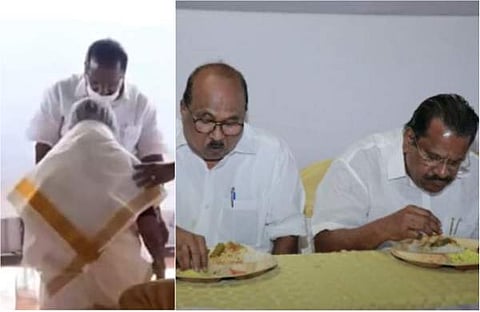 ഇപി ജയരാജന്‍ നന്ദകുമാറിന്റെ അമ്മയെ ആദരിക്കുന്നു/ വീഡിയോ ദൃശ്യത്തില്‍ നിന്ന്