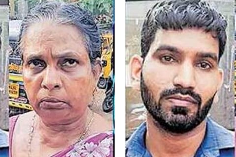 അറസ്റ്റിലായ കൊച്ചു ത്രേസ്യ, സാജന്‍ എന്നിവര്‍/ ടിവി ദൃശ്യം