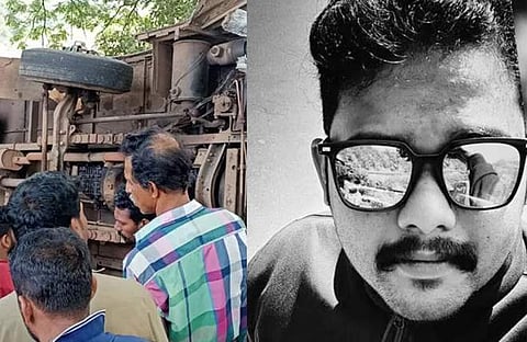 അപകടത്തിൽപ്പെട്ട ബസ്‌, അർജുൻ സുധീർ