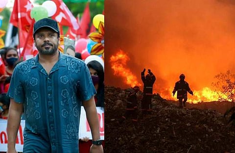 ആഷിഖ് അബു/ ചിത്രം; ഫെയ്സ്ബുക്ക്, ബ്രഹ്മപുരം തീപിടുത്ത്/ ചിത്രം; ടിപി സൂരജ്