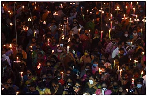 ഹാഥ്‌രസ് കൊലപാതകത്തില്‍ പ്രതിഷേധിച്ച് നടന്ന പ്രകടനം/ഫയല്‍