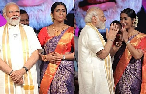 പ്രധാനമന്ത്രി നരേന്ദ്ര മോദിക്കൊപ്പം നടി നവ്യാ നായർ/ ചിത്രം ഇൻസ്റ്റാ​ഗ്രാം