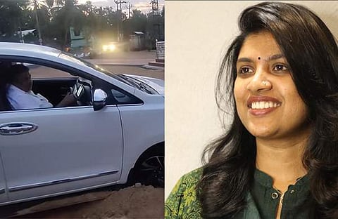 കാർ പുറത്തെടുക്കുന്ന മന്ത്രി, ചിന്ത ജെറോം / ചിത്രം വിഡിയോ സ്ക്രീൻഷോട്ട്, ഫെയ്‌സ്‌ബുക്ക്