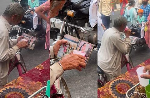മരിച്ചു പോയ ഭാര്യയുടെ ചിത്രത്തിന് ചിയേഴ്‌സ്‌ പറഞ്ഞ് വയോധികൻ/ ചിത്രം ഇൻസ്റ്റ​ഗ്രാം